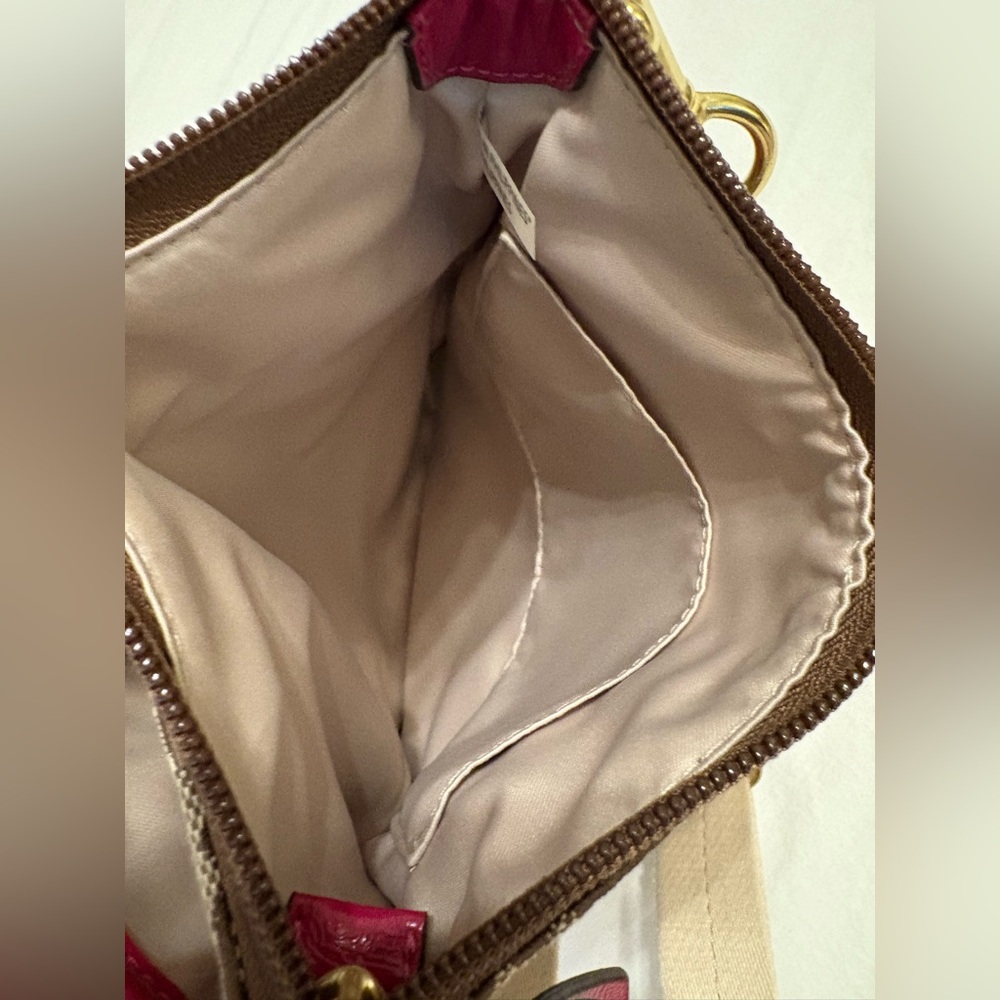 Coach Tan and Pink Monogram Crossbody Messenger Bag - Picture 7 of 7